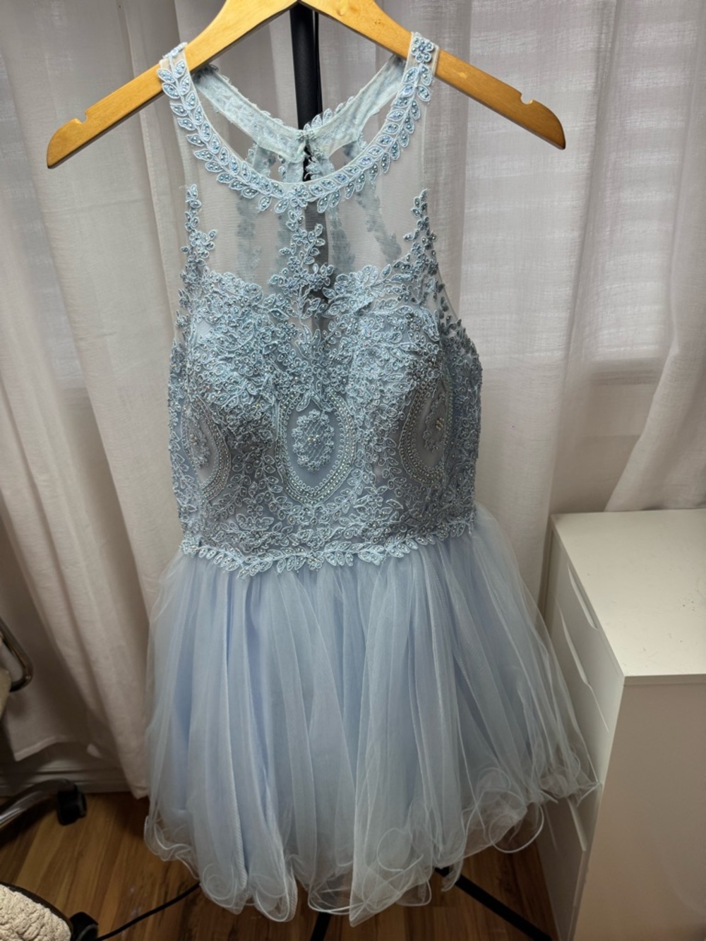 Light Blue Lace & Tulle Party Dress for prom